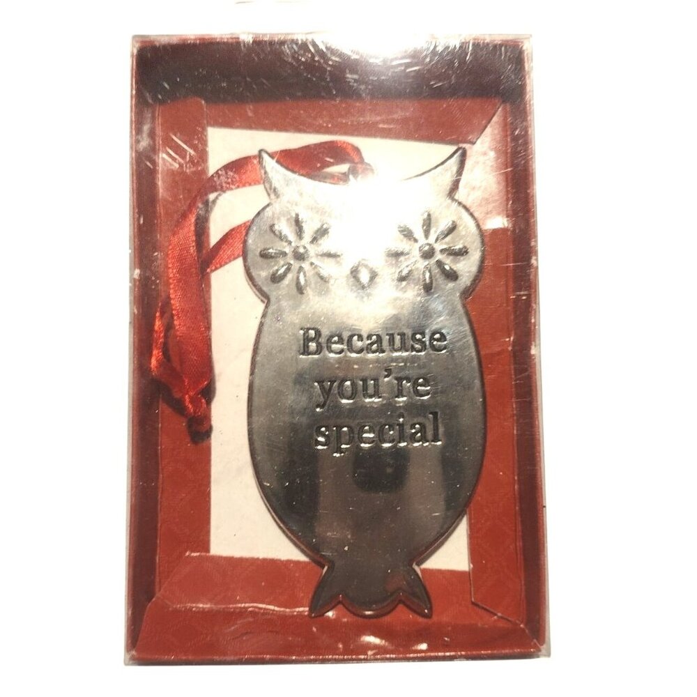 St. Nicholas Square Owl Ornament "Because Youre Special" Metal Decoration